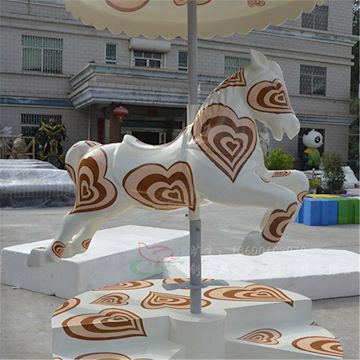 大型公园游乐场旋转木马雕塑摆件 玻璃钢雕塑马 儿童乐园卡通马