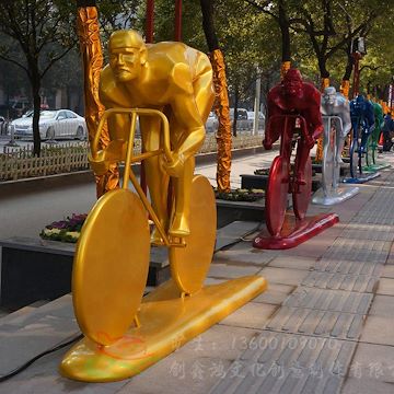 城市道路建设人物摆件 创意人物玻璃钢骑单车雕塑 小区广场装饰
