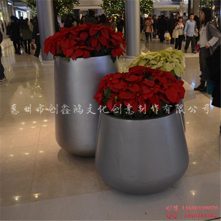 商场开业美陈装饰花盆摆件 走廊电梯景观组合圆形花盆 玻璃钢花盆