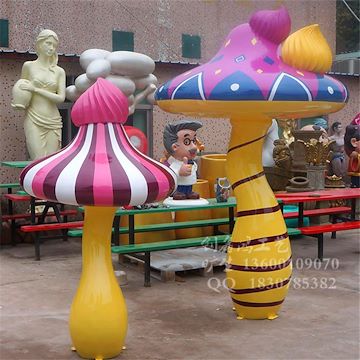 户外公园绿地装饰小品摆件 园林景观蘑菇雕塑 玻璃钢仿真植物雕塑