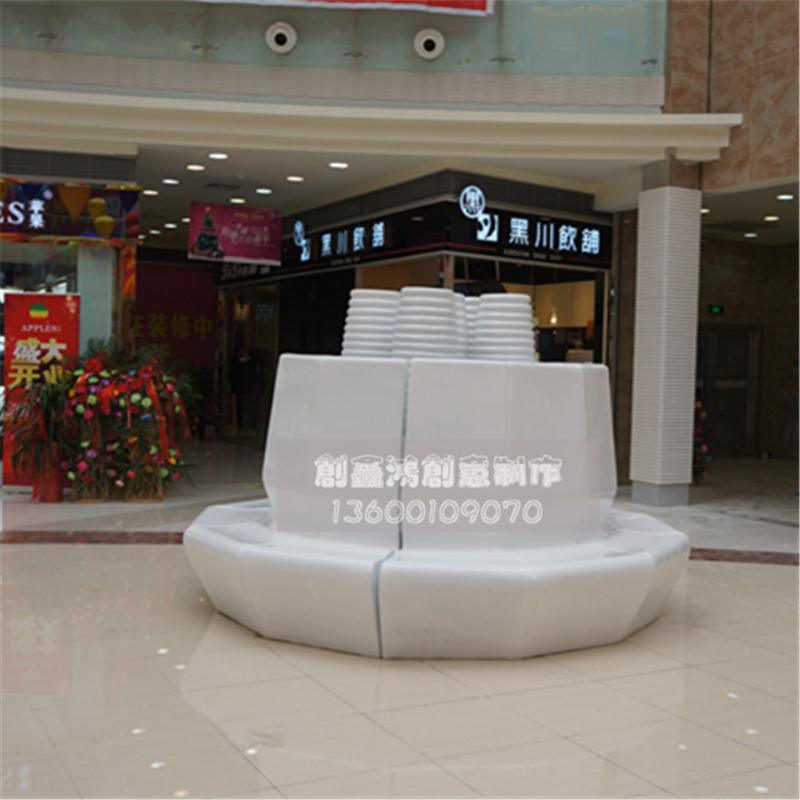 商场美陈休闲椅 开业美陈装饰摆件 玻璃钢圆形休闲椅 室内时尚景观坐凳