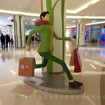 大型时尚购物广场玻璃钢人物景观雕塑 商场美陈现代人物雕塑定制